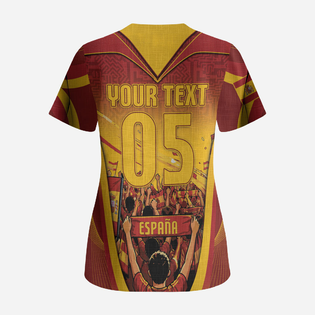 Custom Spain Football Scrub Top Raging Bull Golden Trophy Fans Banner