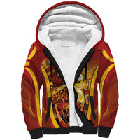 Custom Spain Football Sherpa Hoodie Raging Bull Golden Trophy Fans Banner