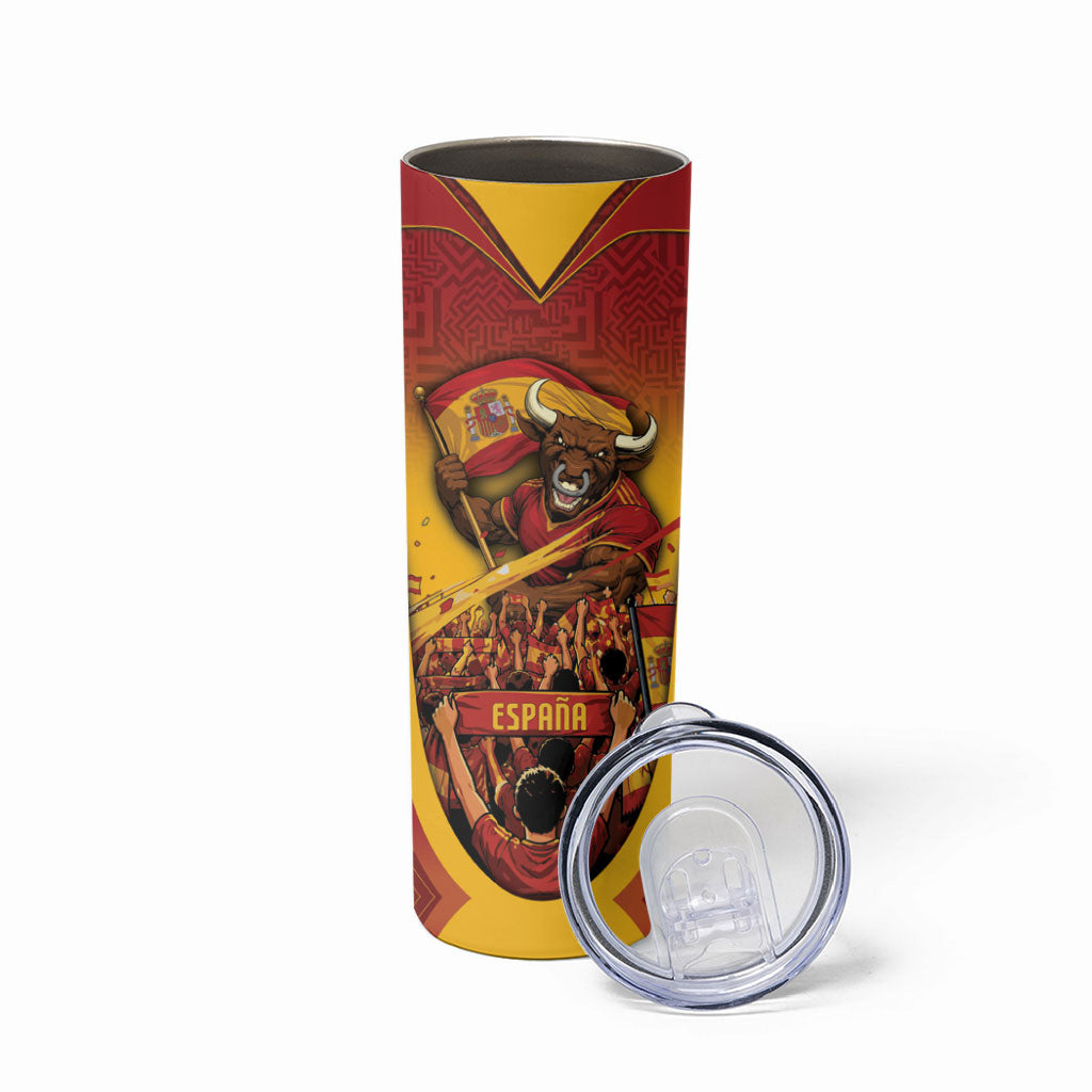 Custom Spain Football Skinny Tumbler Raging Bull Golden Trophy Fans Banner