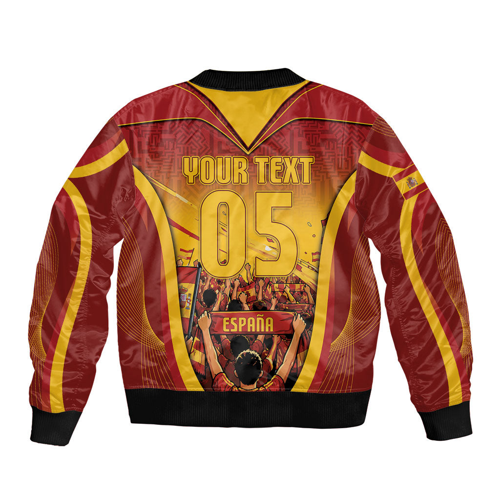 Custom Spain Football Sleeve Zip Bomber Jacket Raging Bull Golden Trophy Fans Banner