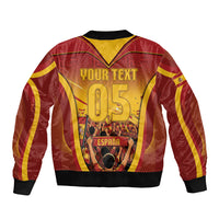 Custom Spain Football Sleeve Zip Bomber Jacket Raging Bull Golden Trophy Fans Banner