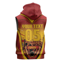 Custom Spain Football Sleeveless Hoodie Raging Bull Golden Trophy Fans Banner