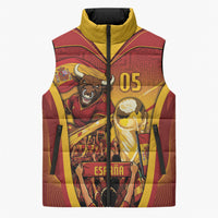 Custom Spain Football Sleeveless Puffer Jacket Raging Bull Golden Trophy Fans Banner