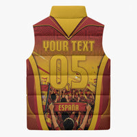 Custom Spain Football Sleeveless Puffer Jacket Raging Bull Golden Trophy Fans Banner