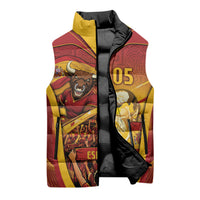 Custom Spain Football Sleeveless Puffer Jacket Raging Bull Golden Trophy Fans Banner