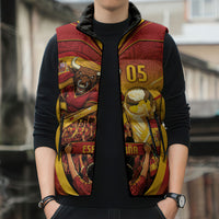 Custom Spain Football Sleeveless Puffer Jacket Raging Bull Golden Trophy Fans Banner