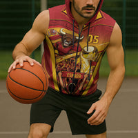 Custom Spain Football Sleeveless Zip Hoodie Raging Bull Golden Trophy Fans Banner