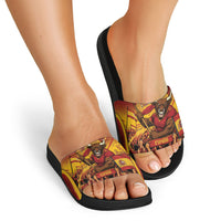 Spain Football Slide Sandals Raging Bull Golden Trophy Fans Banner