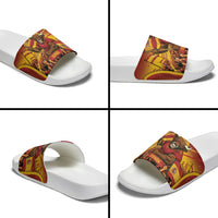 Spain Football Slide Sandals Raging Bull Golden Trophy Fans Banner
