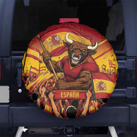 Spain Football Spare Tire Cover Raging Bull Golden Trophy Fans Banner