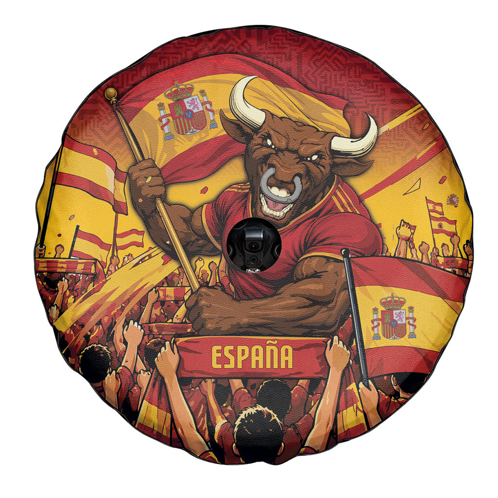 Spain Football Spare Tire Cover Raging Bull Golden Trophy Fans Banner