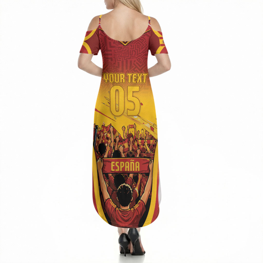 Custom Spain Football Summer Maxi Dress Raging Bull Golden Trophy Fans Banner