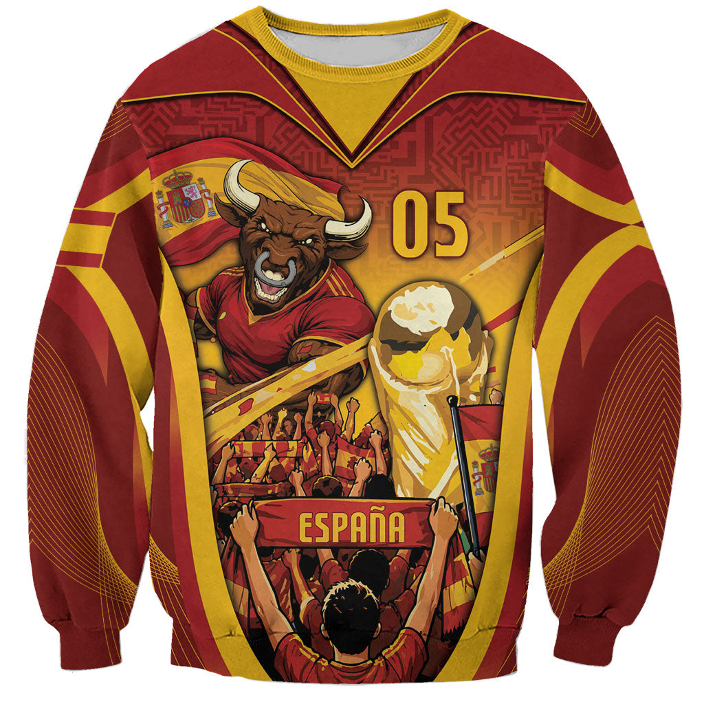 Custom Spain Football Sweatshirt Raging Bull Golden Trophy Fans Banner