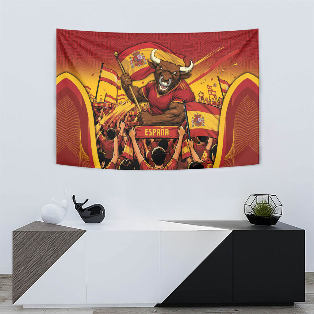 Spain Football Tapestry Raging Bull Golden Trophy Fans Banner