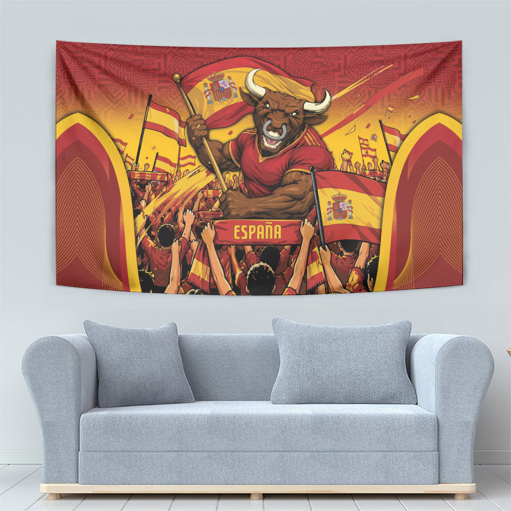 Spain Football Tapestry Raging Bull Golden Trophy Fans Banner