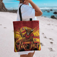 Spain Football Tote Bag Raging Bull Golden Trophy Fans Banner