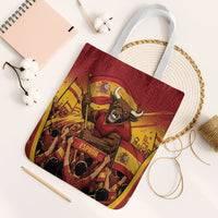 Spain Football Tote Bag Raging Bull Golden Trophy Fans Banner