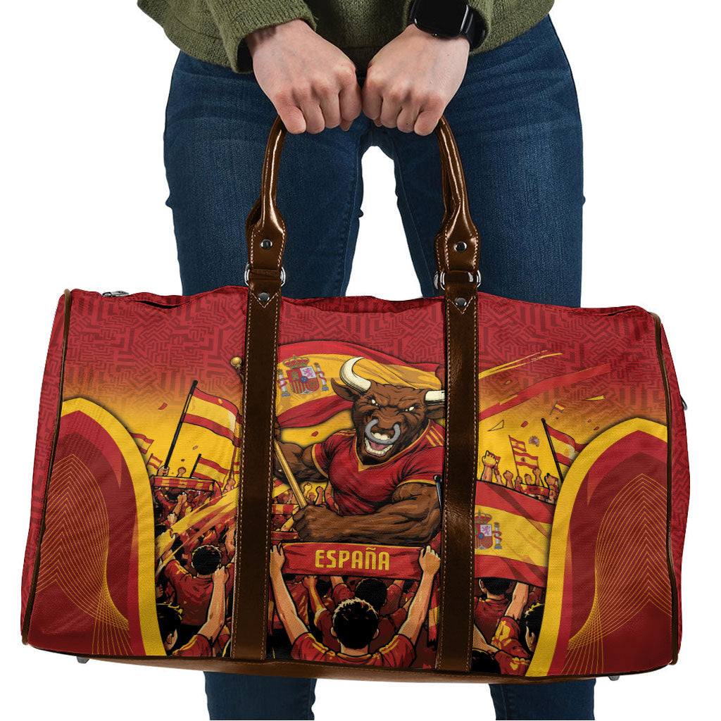 Spain Football Travel Bag Raging Bull Golden Trophy Fans Banner