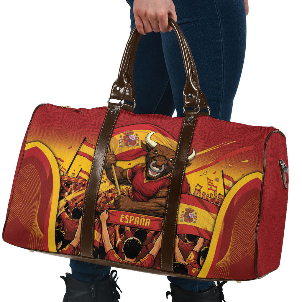 Spain Football Travel Bag Raging Bull Golden Trophy Fans Banner
