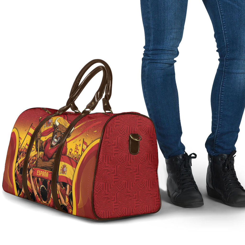 Spain Football Travel Bag Raging Bull Golden Trophy Fans Banner