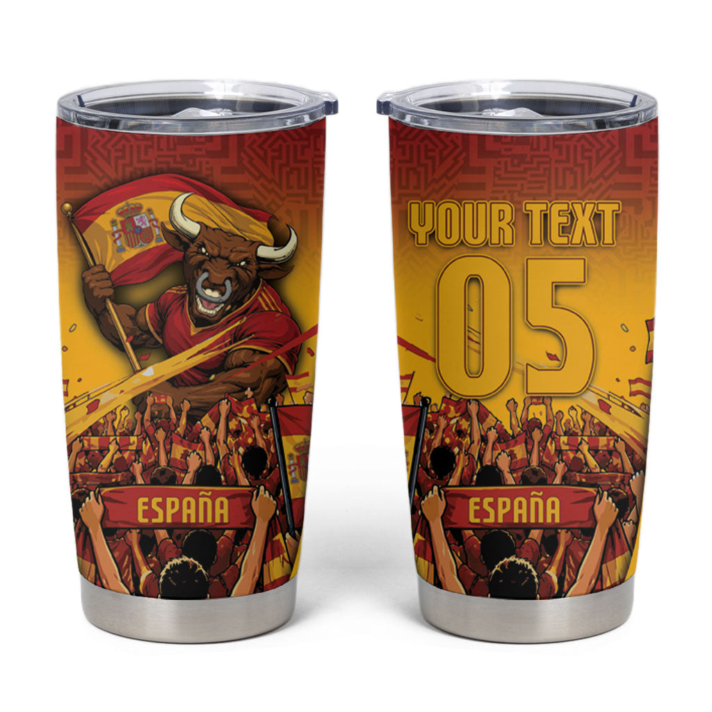 Custom Spain Football Tumbler Cup Raging Bull Golden Trophy Fans Banner