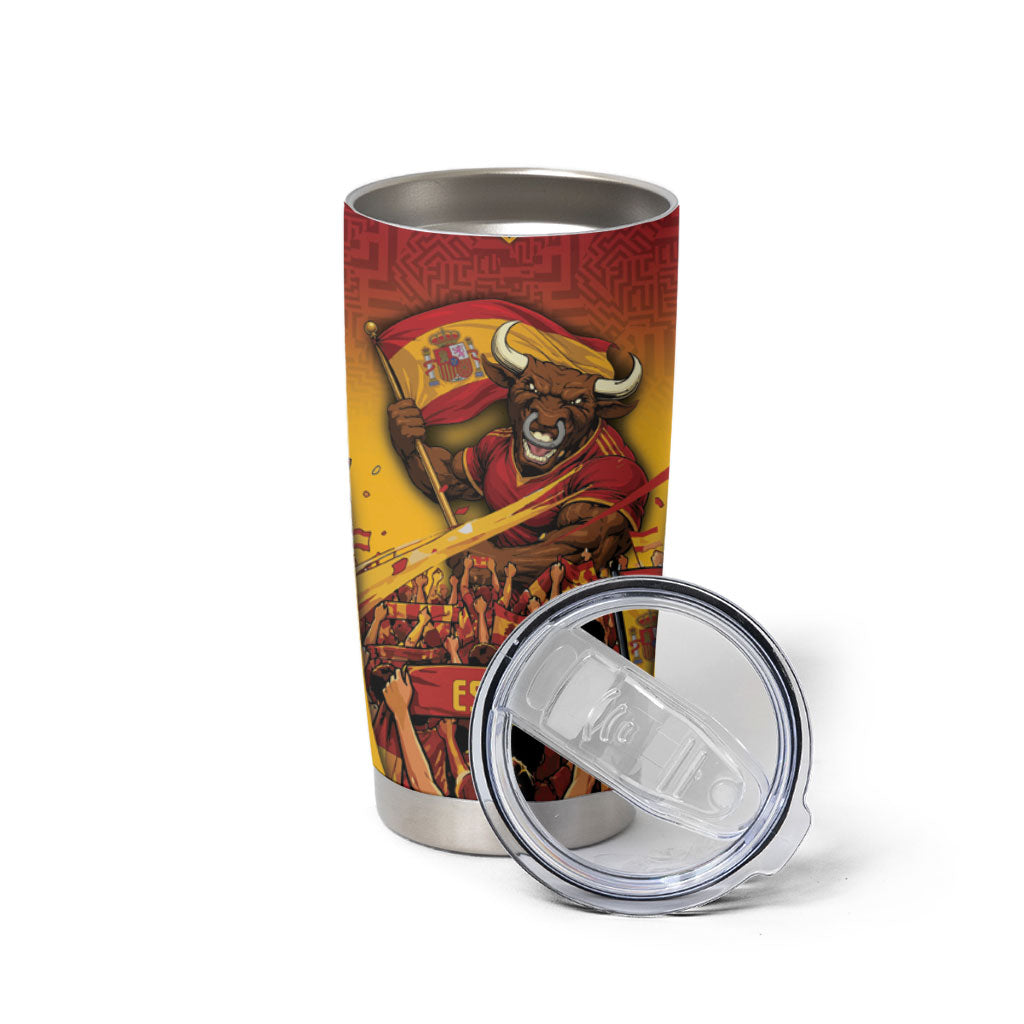 Custom Spain Football Tumbler Cup Raging Bull Golden Trophy Fans Banner