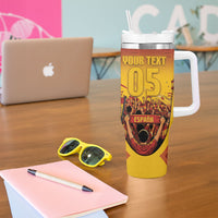 Custom Spain Football Tumbler With Handle Raging Bull Golden Trophy Fans Banner