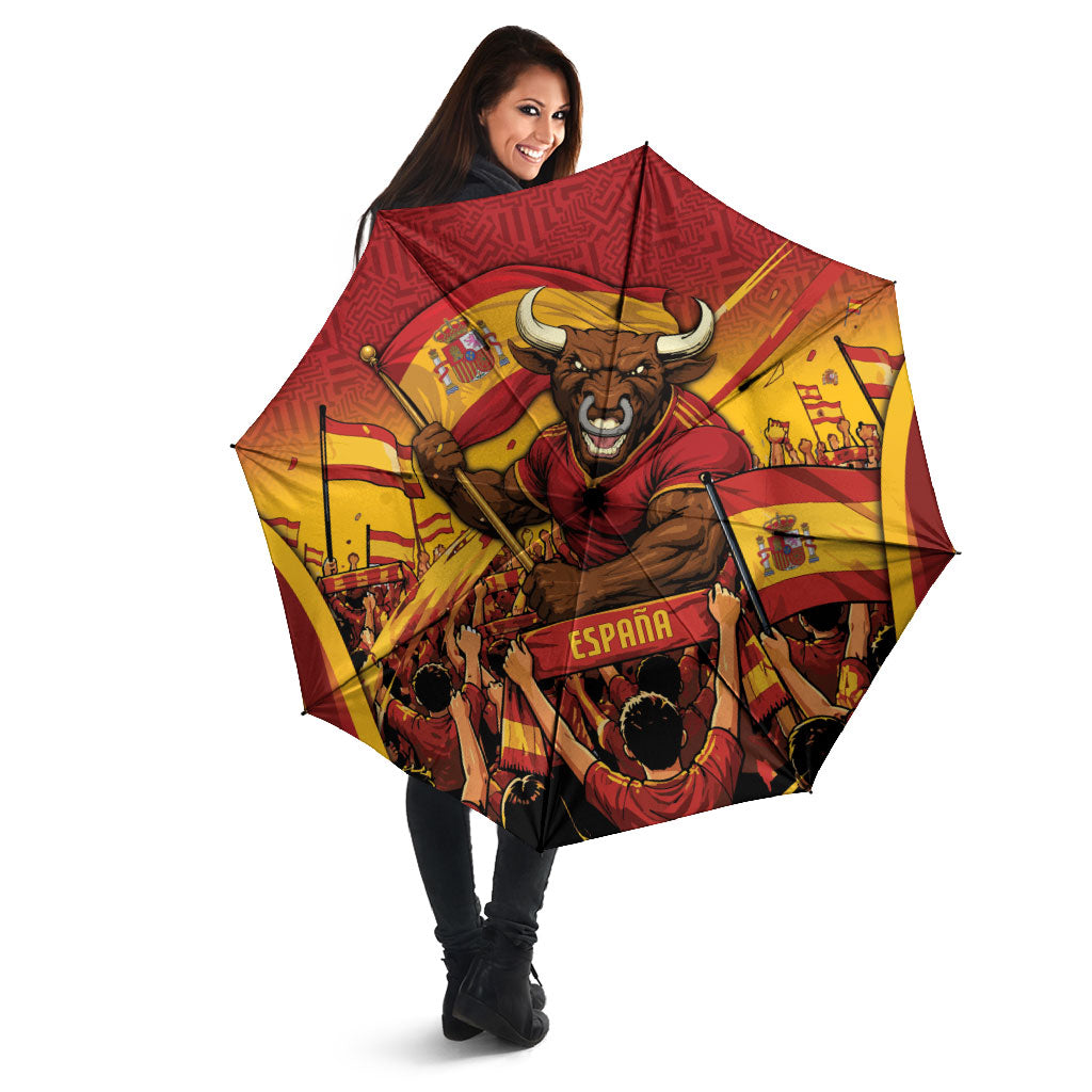 Spain Football Umbrella Raging Bull Golden Trophy Fans Banner