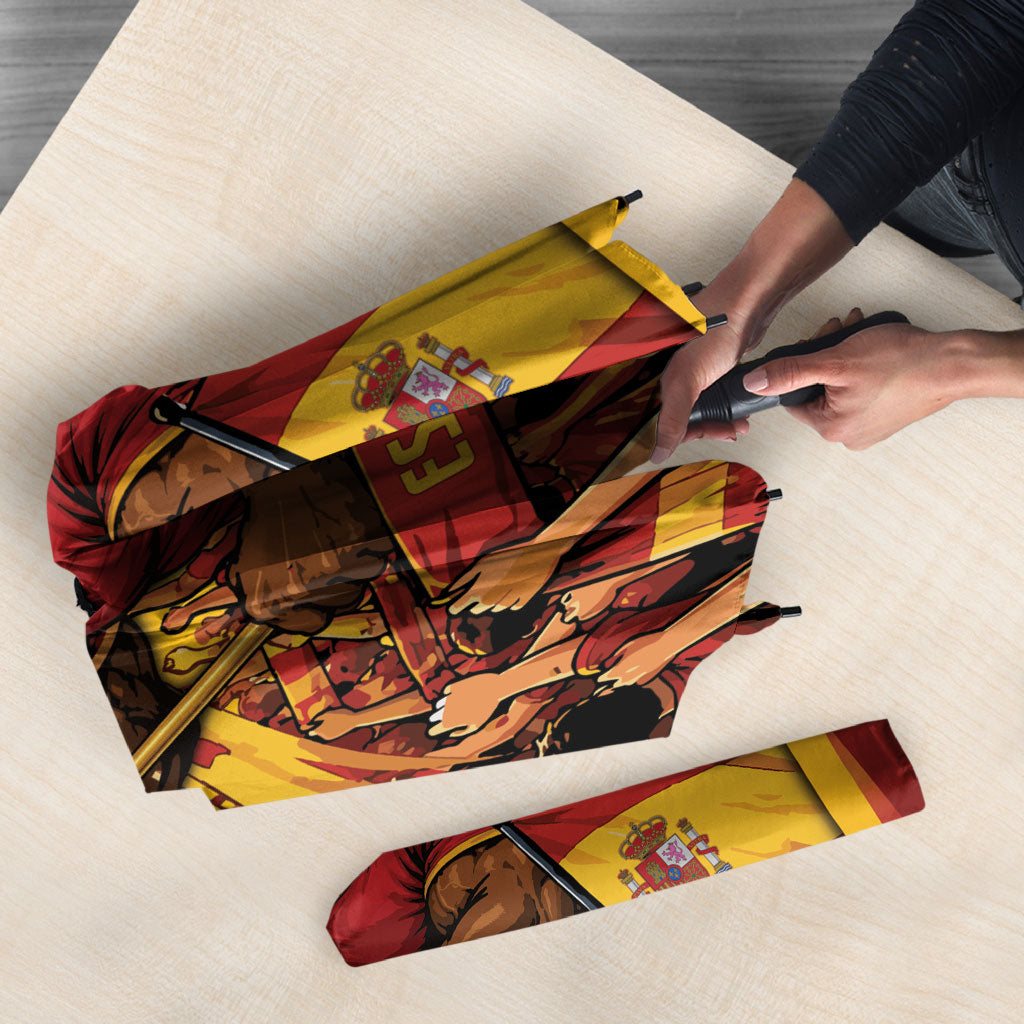 Spain Football Umbrella Raging Bull Golden Trophy Fans Banner