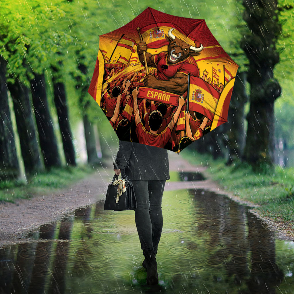 Spain Football Umbrella Raging Bull Golden Trophy Fans Banner