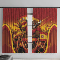Spain Football Window Curtain Raging Bull Golden Trophy Fans Banner