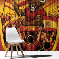 Spain Football Window Curtain Raging Bull Golden Trophy Fans Banner