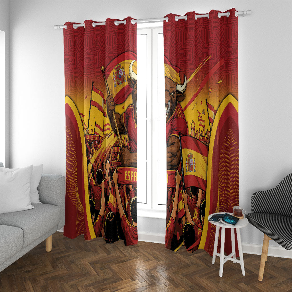 Spain Football Window Curtain Raging Bull Golden Trophy Fans Banner