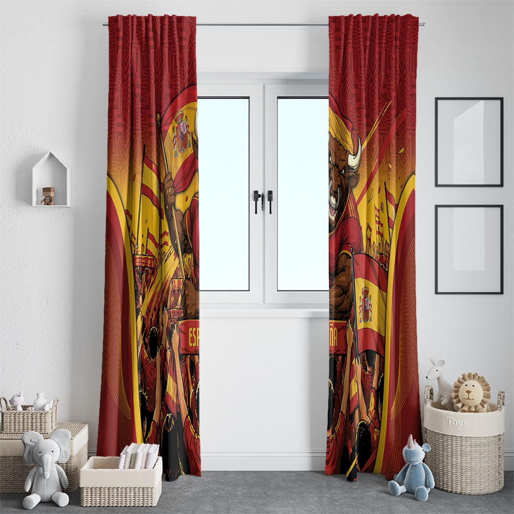 Spain Football Window Curtain Raging Bull Golden Trophy Fans Banner