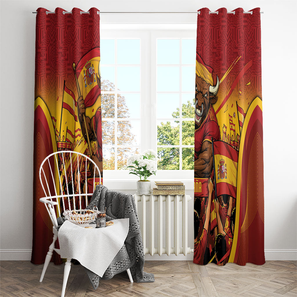 Spain Football Window Curtain Raging Bull Golden Trophy Fans Banner