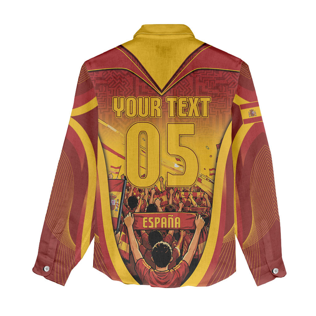 Custom Spain Football Women Casual Shirt Raging Bull Golden Trophy Fans Banner