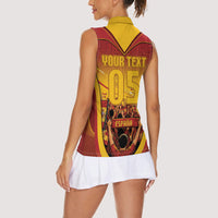 Custom Spain Football Women Sleeveless Polo Shirt Raging Bull Golden Trophy Fans Banner