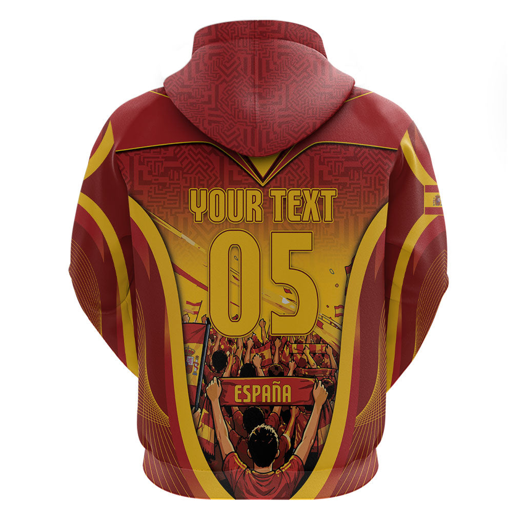 Custom Spain Football Zip Hoodie Raging Bull Golden Trophy Fans Banner