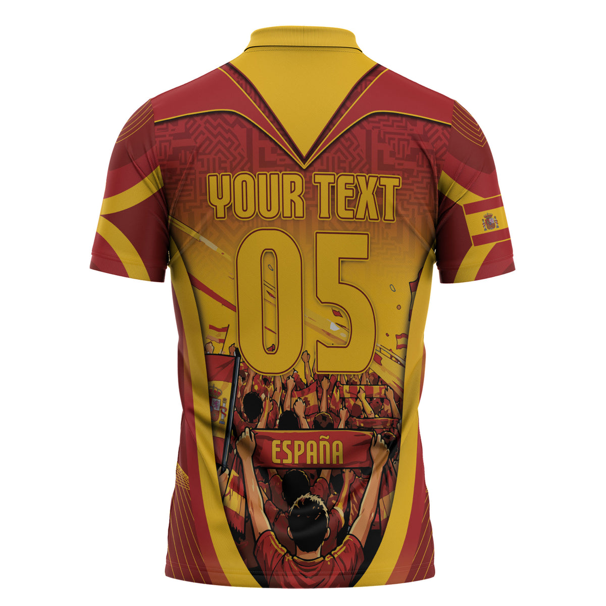 Custom Spain Football Zipper Polo Shirt Raging Bull Golden Trophy Fans Banner