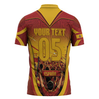 Custom Spain Football Zipper Polo Shirt Raging Bull Golden Trophy Fans Banner