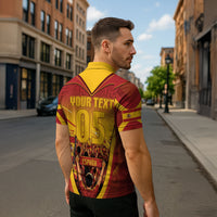 Custom Spain Football Zipper Polo Shirt Raging Bull Golden Trophy Fans Banner