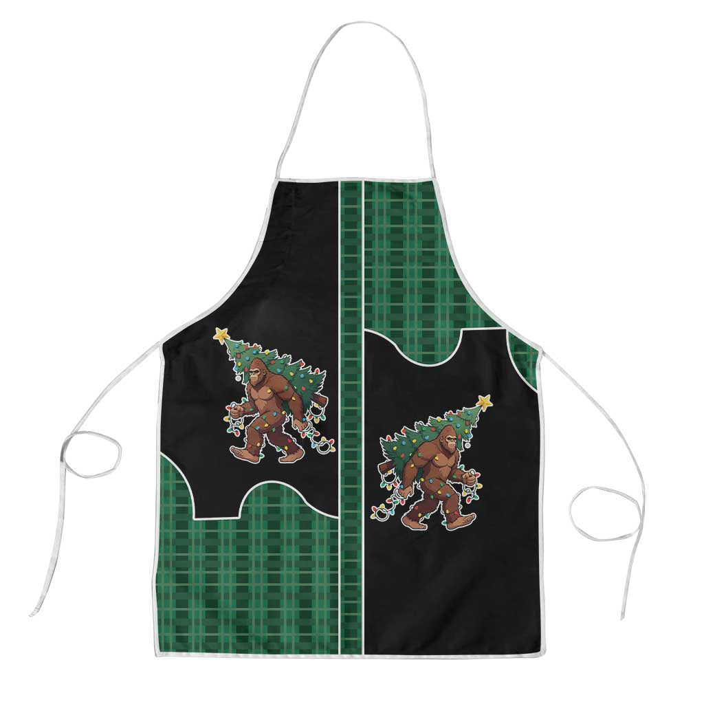 Western Yoke Apron Bigfoot Xmas Cowboy Style - Wonder Print Shop