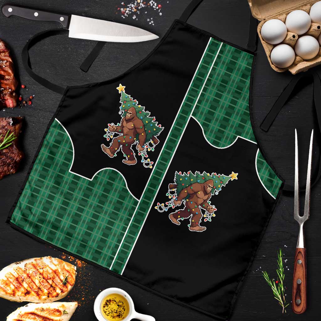 Western Yoke Apron Bigfoot Xmas Cowboy Style - Wonder Print Shop