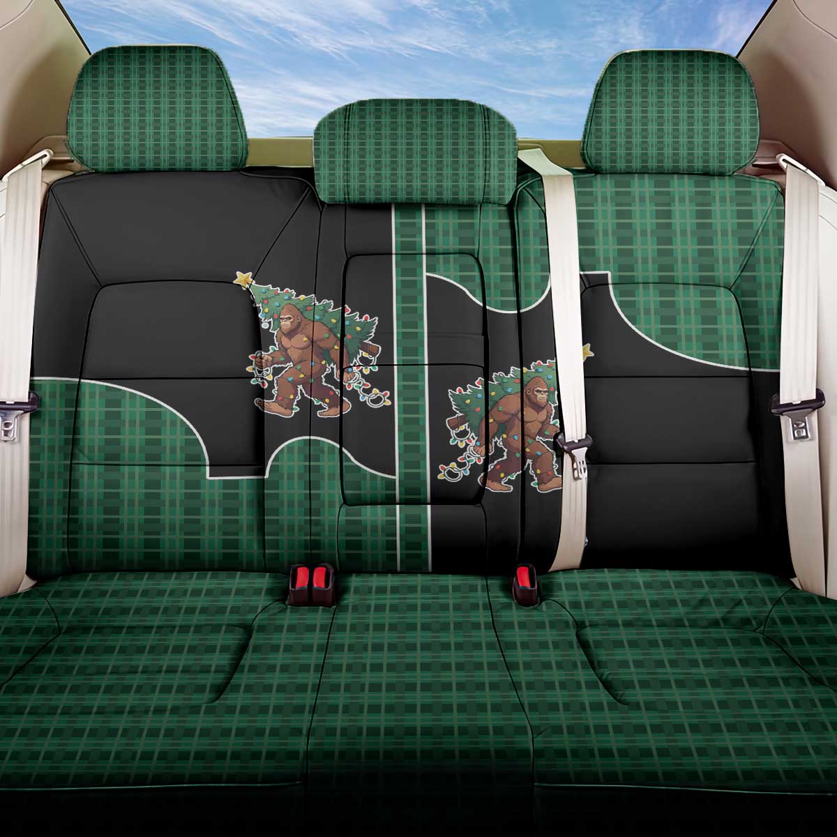 Western Yoke Back Car Seat Cover Bigfoot Xmas Cowboy Style - Wonder Print Shop