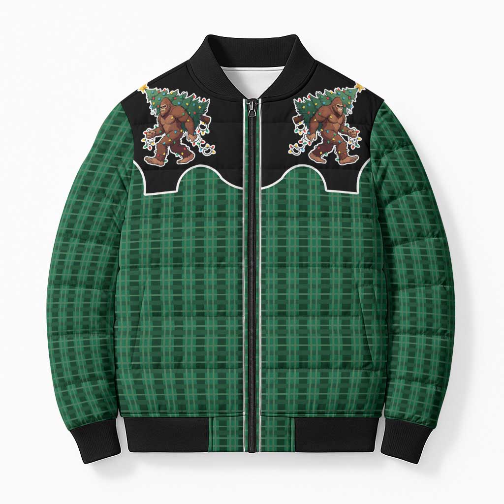 Western Yoke Bomber Puffer Jacket Bigfoot Xmas Cowboy Style - Wonder Print Shop