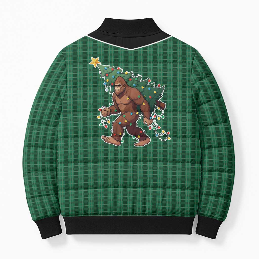 Western Yoke Bomber Puffer Jacket Bigfoot Xmas Cowboy Style - Wonder Print Shop