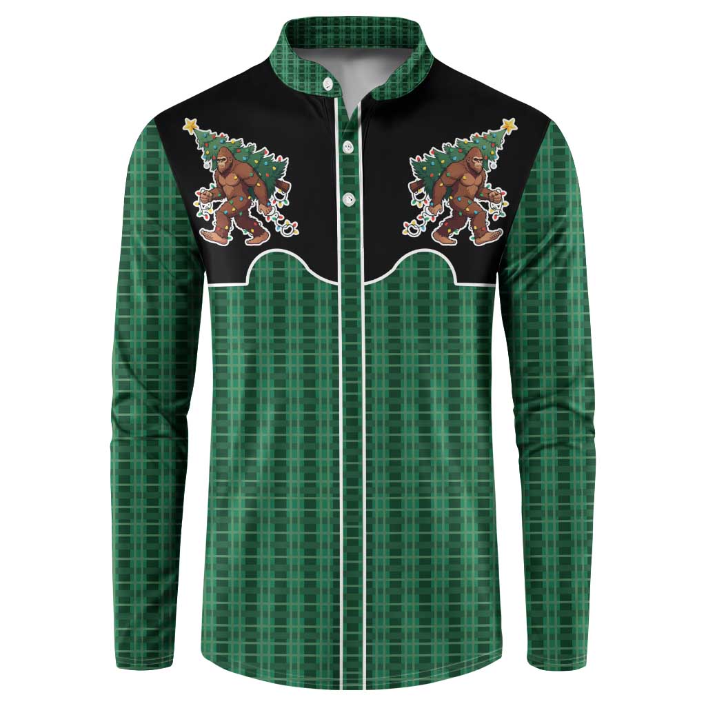 Western Yoke Button Sweatshirt Bigfoot Xmas Cowboy Style - Wonder Print Shop