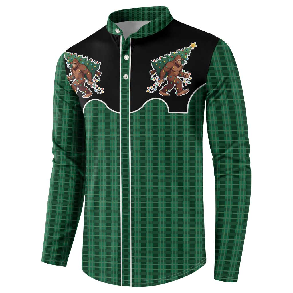 Western Yoke Button Sweatshirt Bigfoot Xmas Cowboy Style - Wonder Print Shop