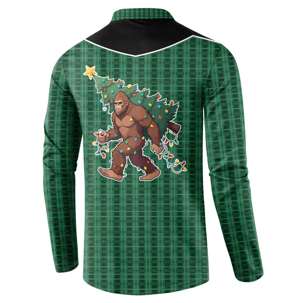 Western Yoke Button Sweatshirt Bigfoot Xmas Cowboy Style - Wonder Print Shop