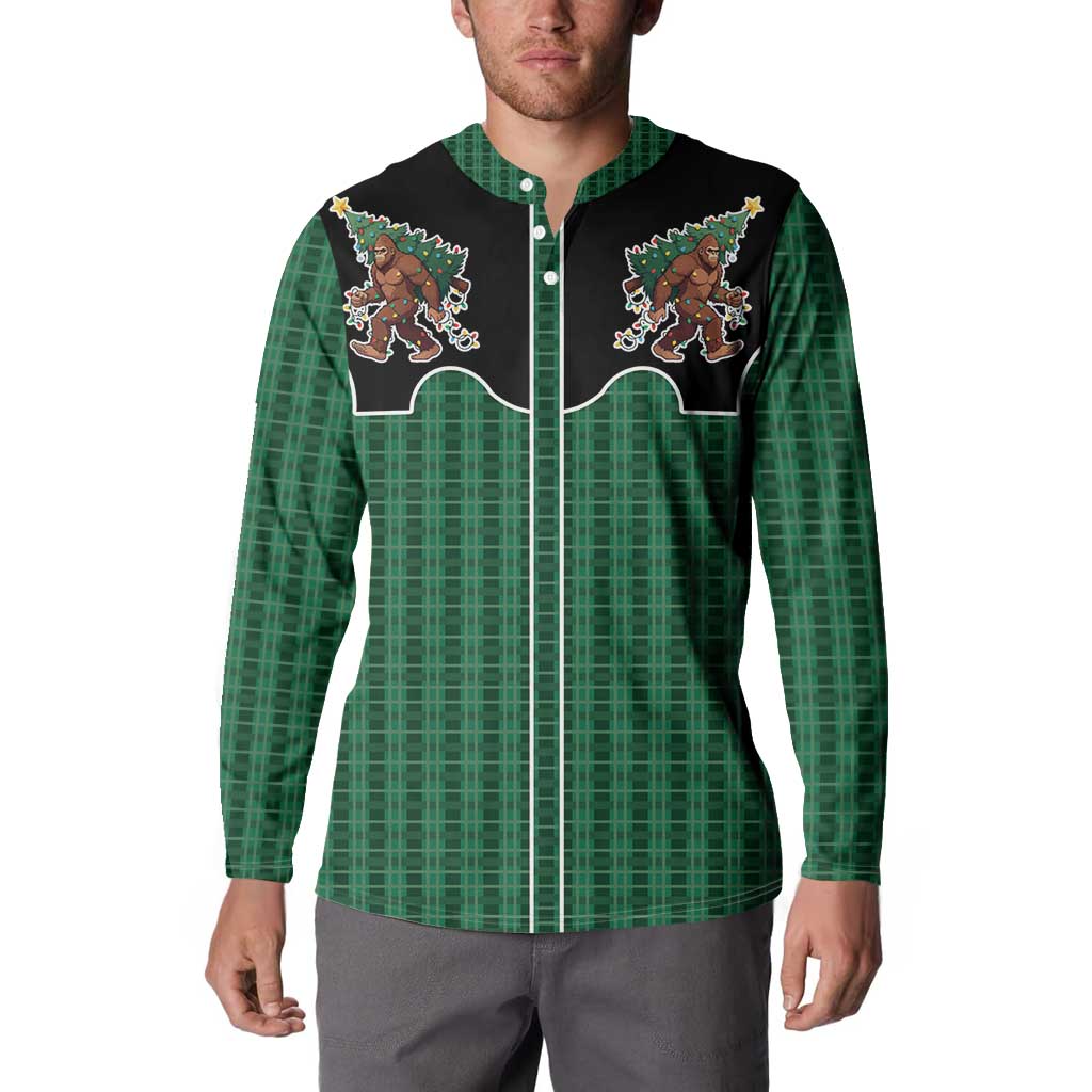 Western Yoke Button Sweatshirt Bigfoot Xmas Cowboy Style - Wonder Print Shop